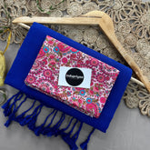 Royal Blue Handloom Khadi Cotton Saree With Mango Print Blouse